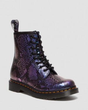 Black / Multicolor Women's Dr Martens 1460 Snake Print Emboss Leather Lace Up Boots | USA_Dr89354